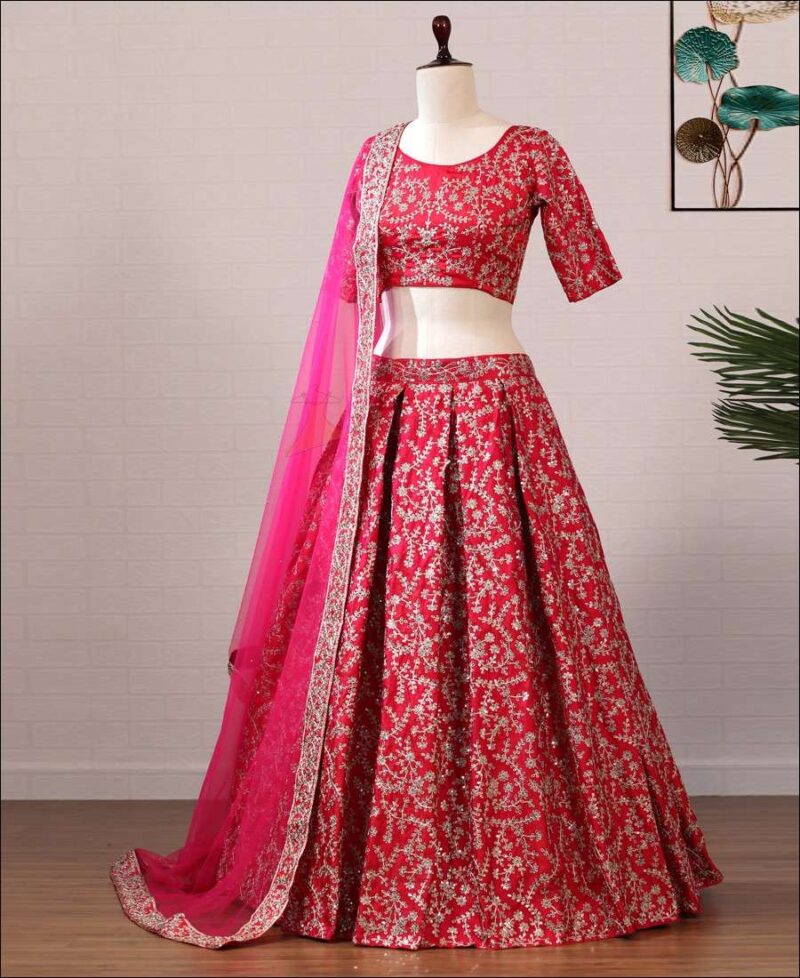 Barfi Silk Embroidered Lehenga - Image 4