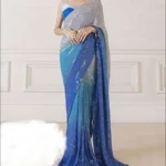 Blue Georgette Sequence Work Designer Saree