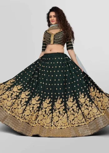 Heavy Bridal Lehenga Choli Stunning Green - Image 3