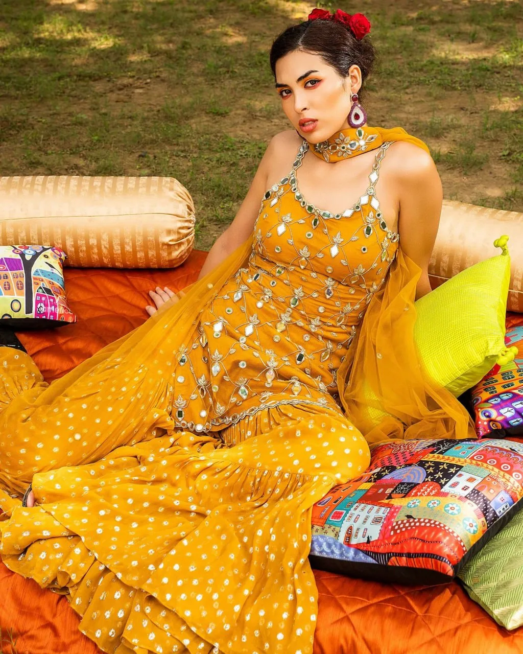 Buy MAVIXA Girl's Embroidered kurta And Circular Sharara Suit, Girls Dress  (2-3 Years, Red) at Amazon.in