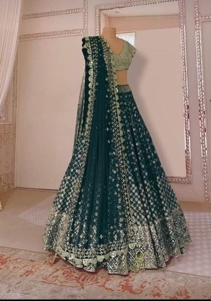 bottle-green-faux-georgette-lehenga-choli