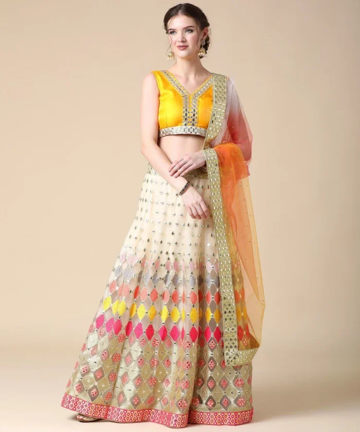 butterfly net mirror work lehenga 1 jpg