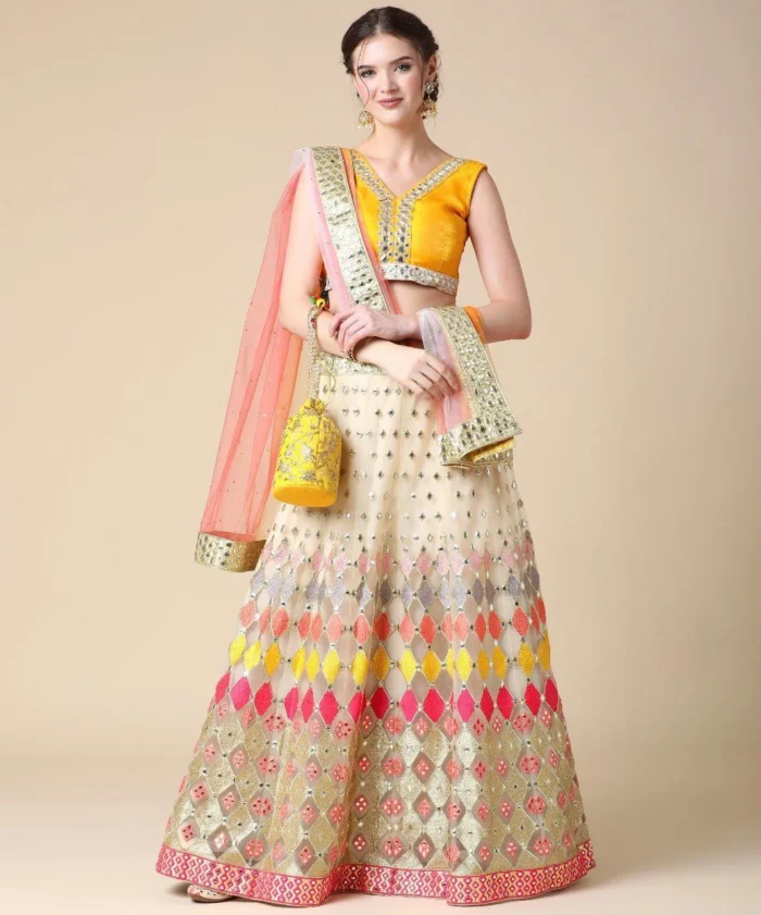 butterfly net mirror work lehenga 4 jpg