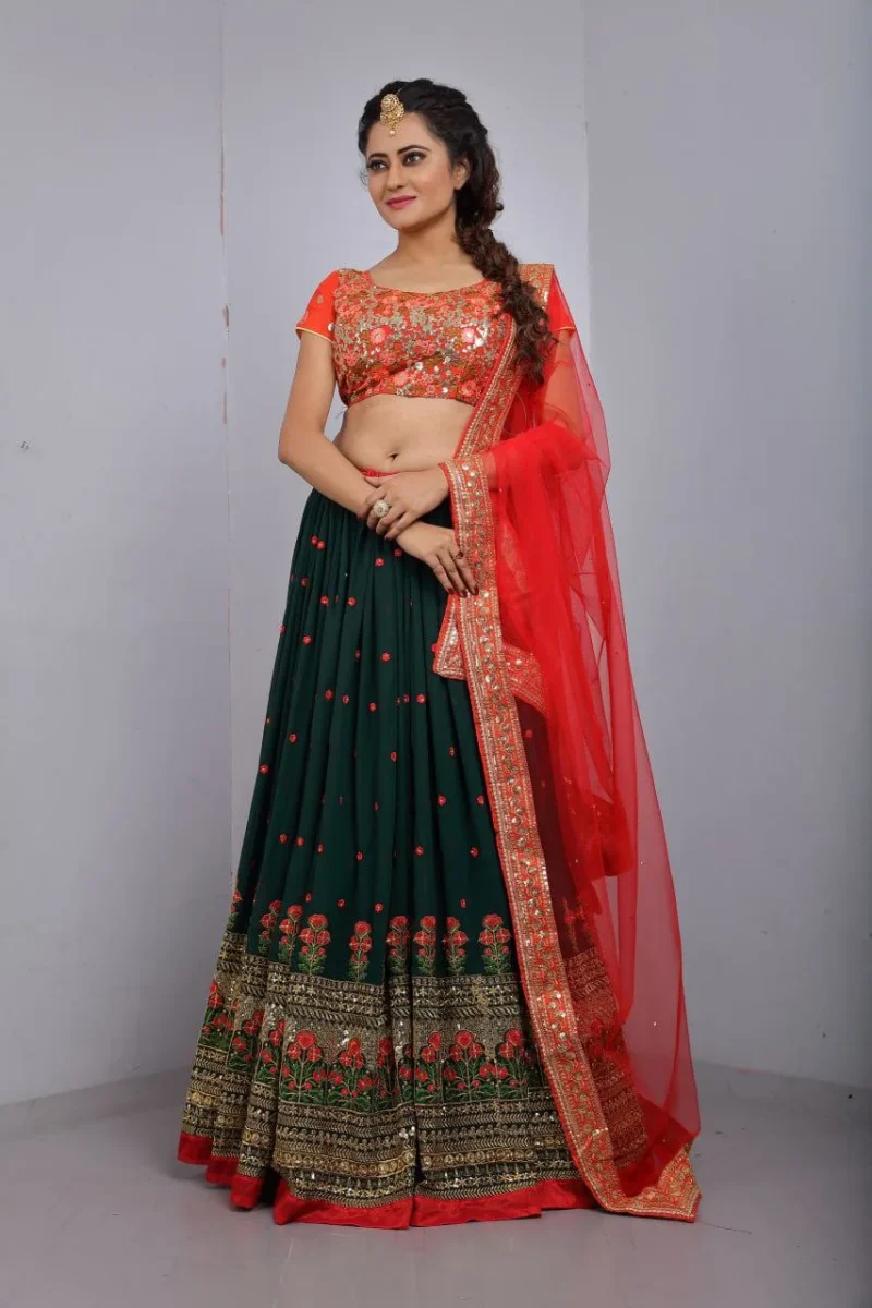dark-green-georgette-sequence-work-lehenga-choli
