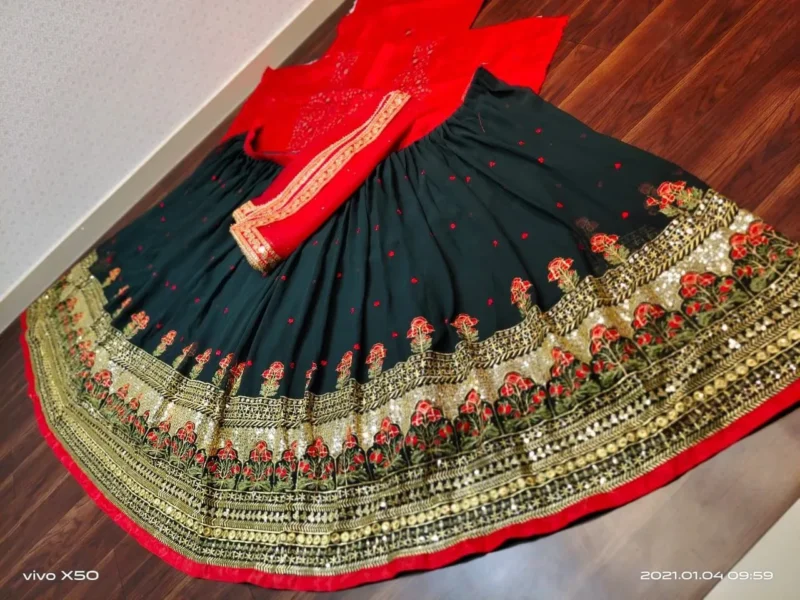 dark-green-georgette-sequence-work-lehenga-choli