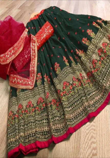 dark-green-georgette-sequence-work-lehenga-choli