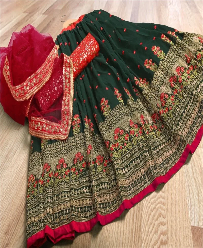 dark-green-georgette-sequence-work-lehenga-choli