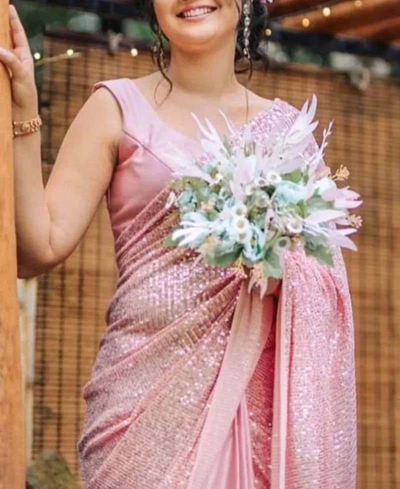 Designer Sequence Work Saree Party Wear