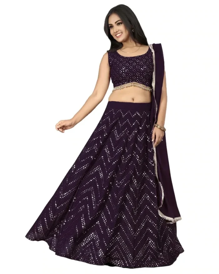 faux georgette wine color lehenga choli 2 jpeg