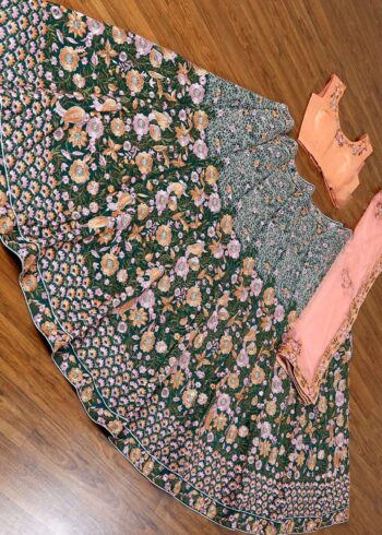 Floral Embroidered Bridal Lehenga Choli - Image 2