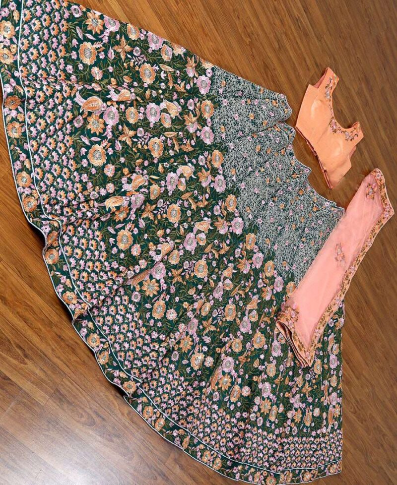 Floral Embroidered Bridal Lehenga Choli - Image 2
