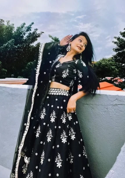 french-silk-black-lehenga