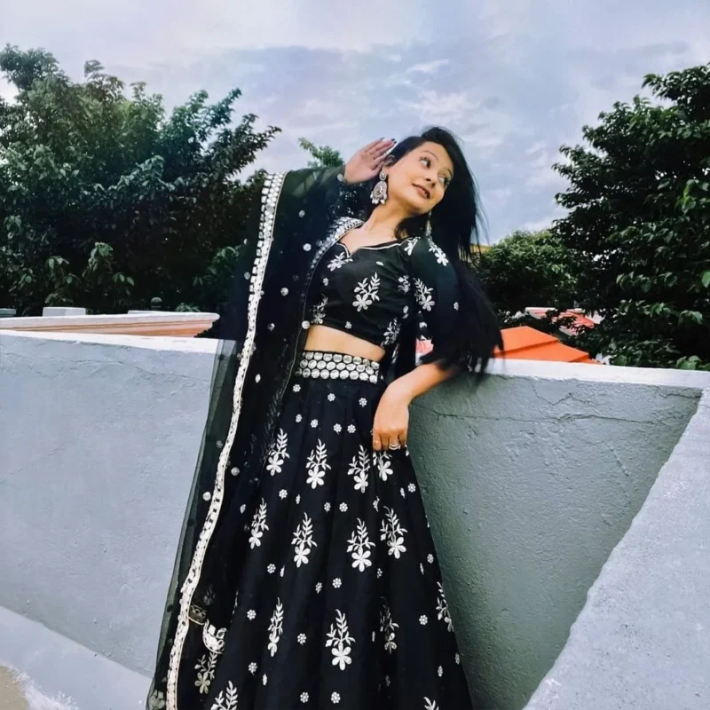 french-silk-black-lehenga