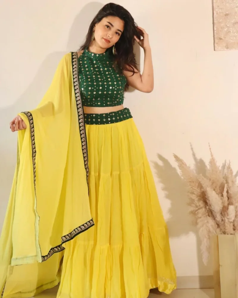 Frill Stitching Georgette Lehenga Choli - Image 2