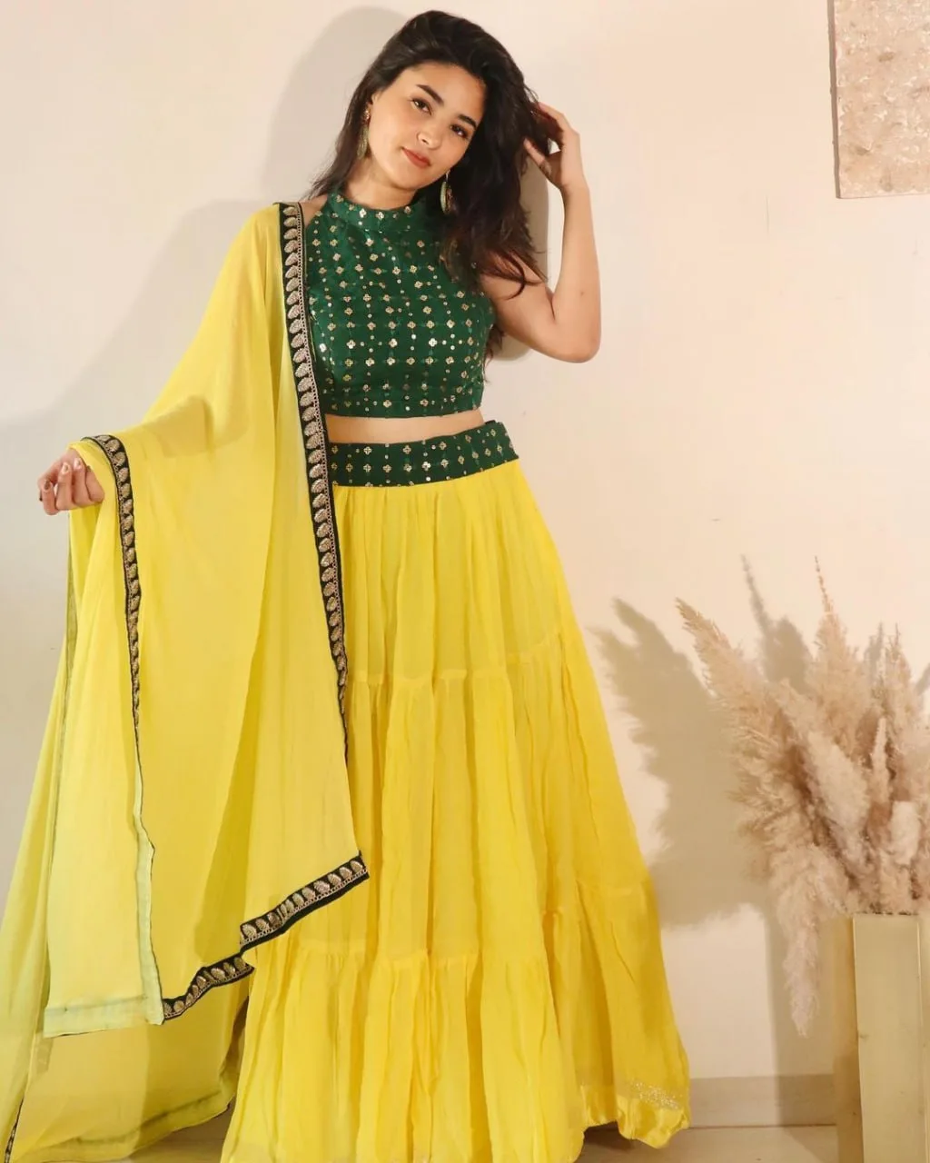 Buy Indian Western Girls Designer Lehenga Chaniya choli Ghagra style  Evening Party dress Women wear Semi-stitch 8560 at Amazon.in
