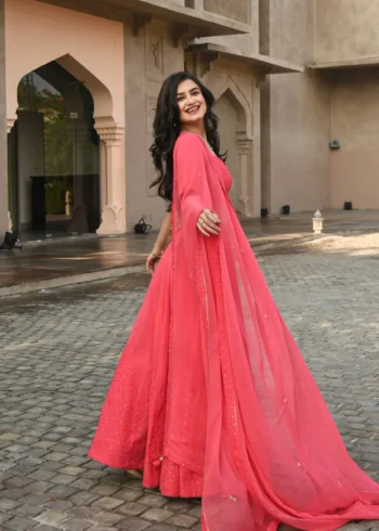 Gajri Georgette Embroidered Lehenga Choli