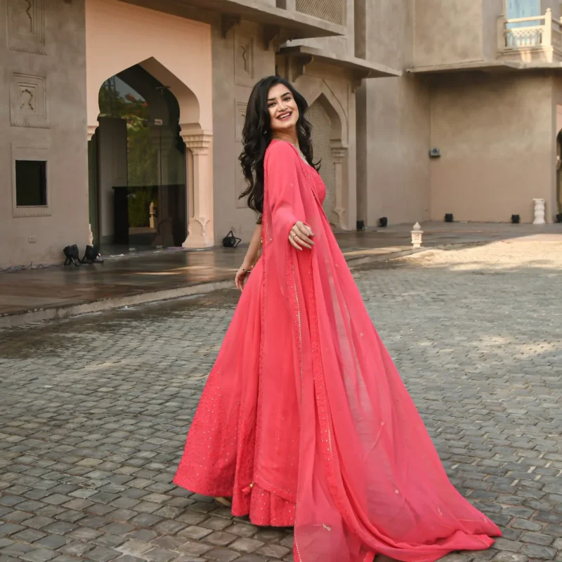 Gajri Georgette Embroidered Lehenga Choli