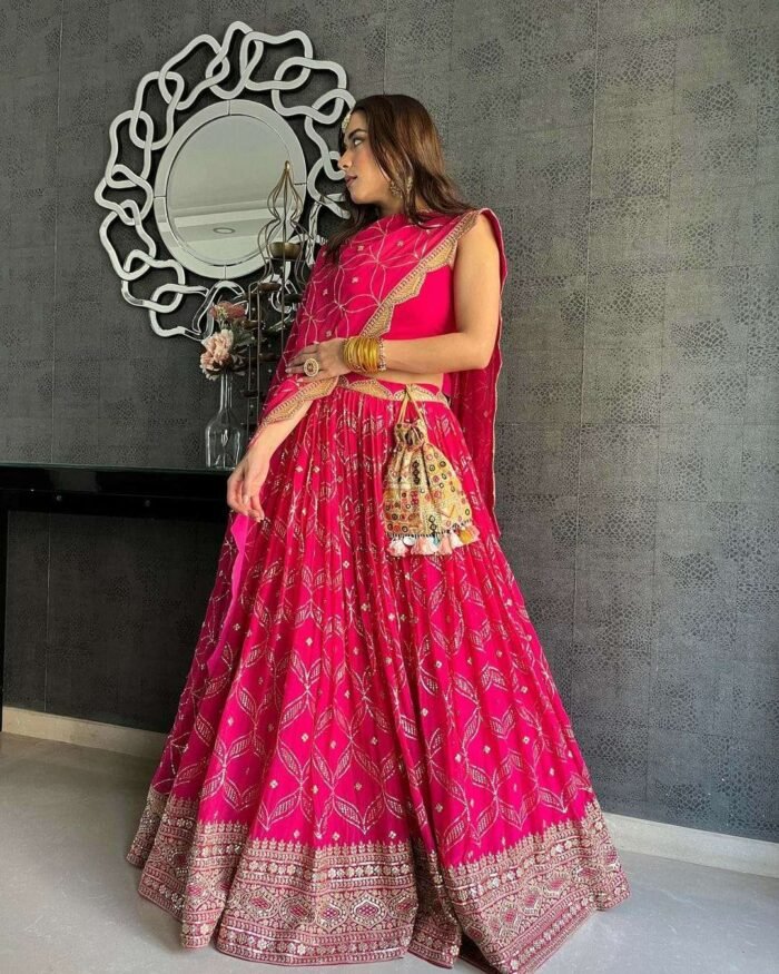 georgette embroidered lehenga choli at wholesale price 1