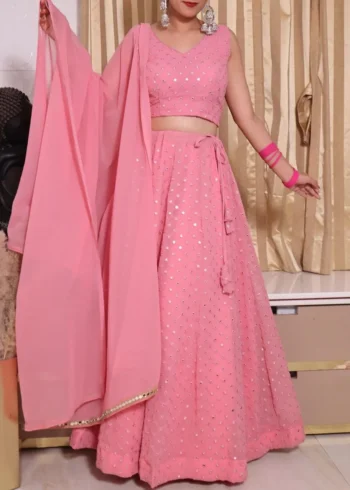 Georgette Thread Embroidered Lehenga Choli - Image 3
