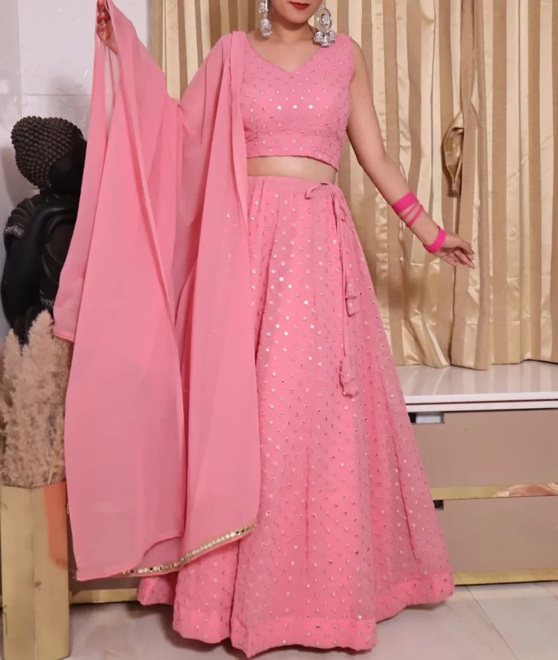 Georgette Thread Embroidered Lehenga Choli - Image 3