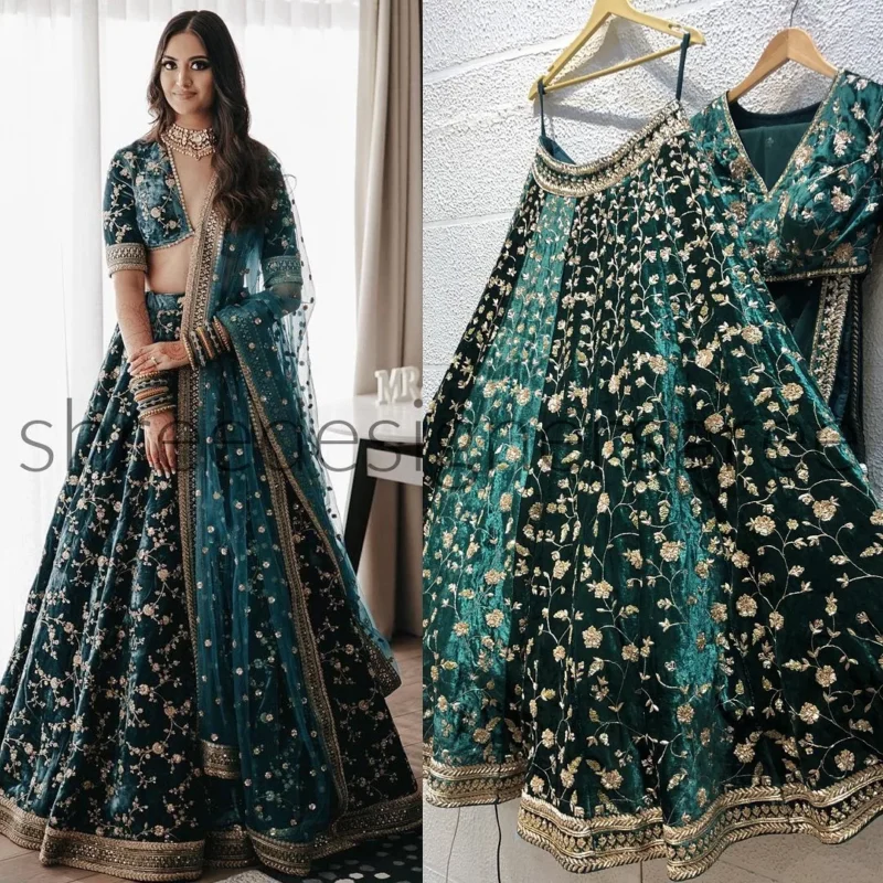 Heavy Embroidered Bridal Lehenga Choli - Image 4