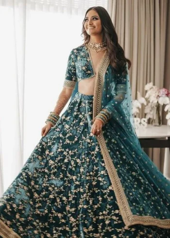 Heavy Embroidered Bridal Lehenga Choli - Image 3