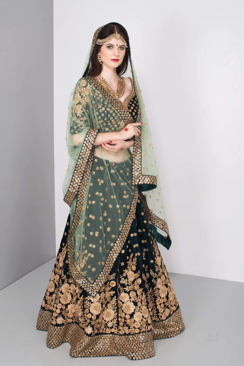Heavy Bridal Lehenga Choli Stunning Green - Image 5
