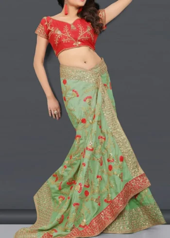 Heavy Embroidery Work Rangoli Silk Saree