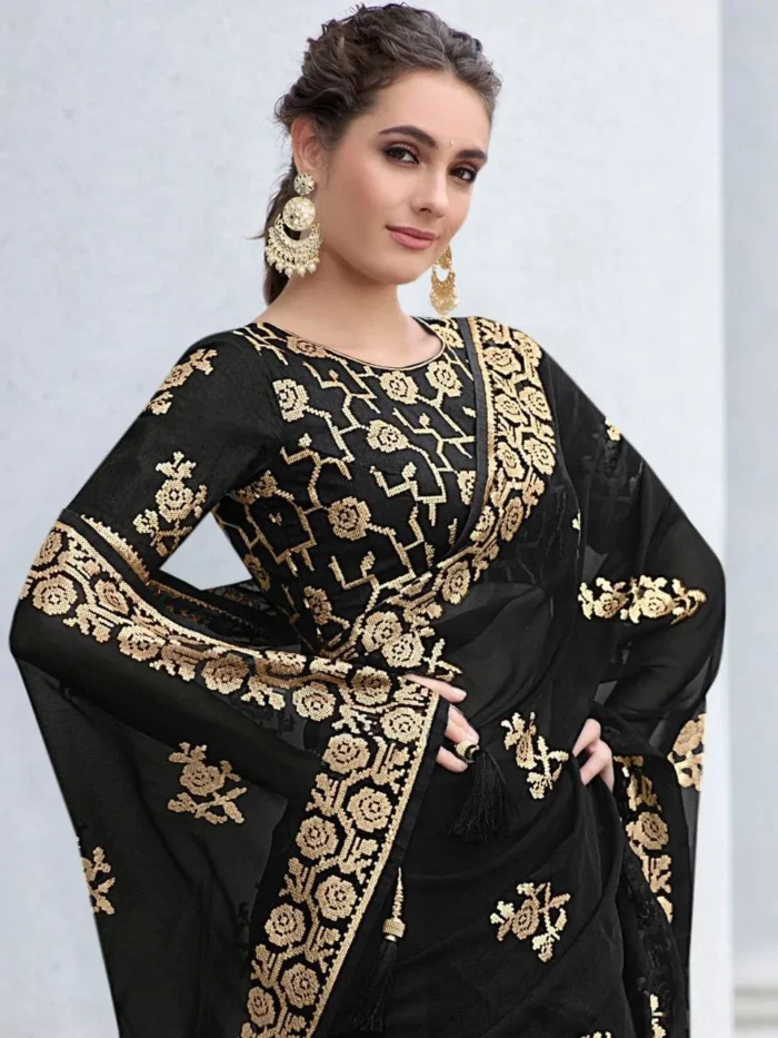 heavy georgette black saree 1 jpg