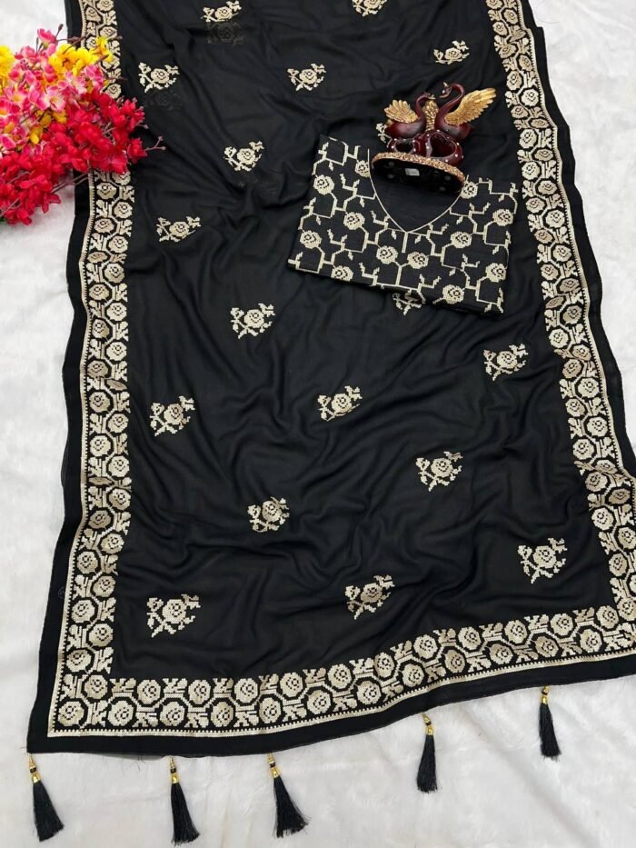 heavy georgette black saree 5