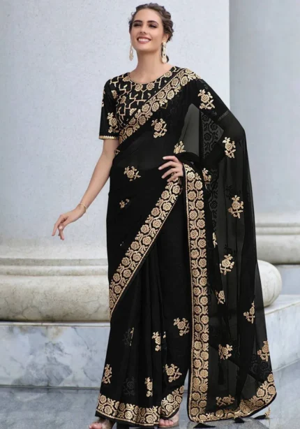 heavy-georgette-black-saree