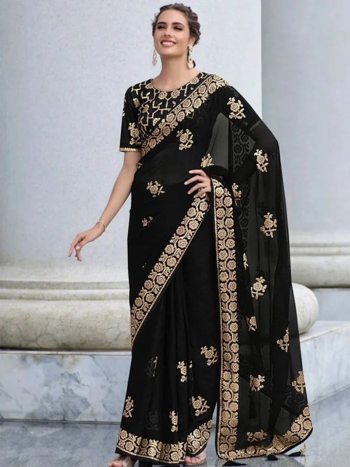 heavy-georgette-black-saree