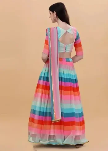 Multi Color Georgette Lehenga Choli - Image 3
