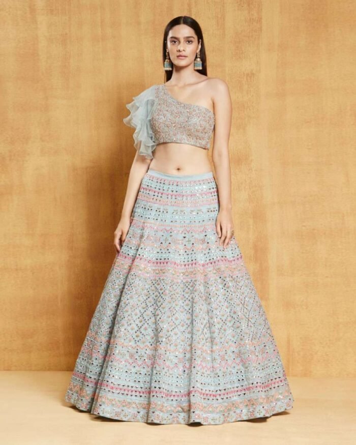 organza silk wedding lehenga 1