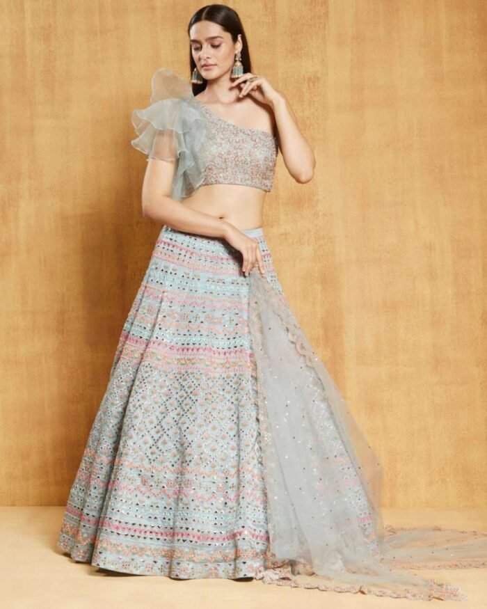 organza silk wedding lehenga 3