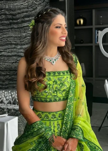 Pista Green Jari Embroidered Lehenga - Image 3