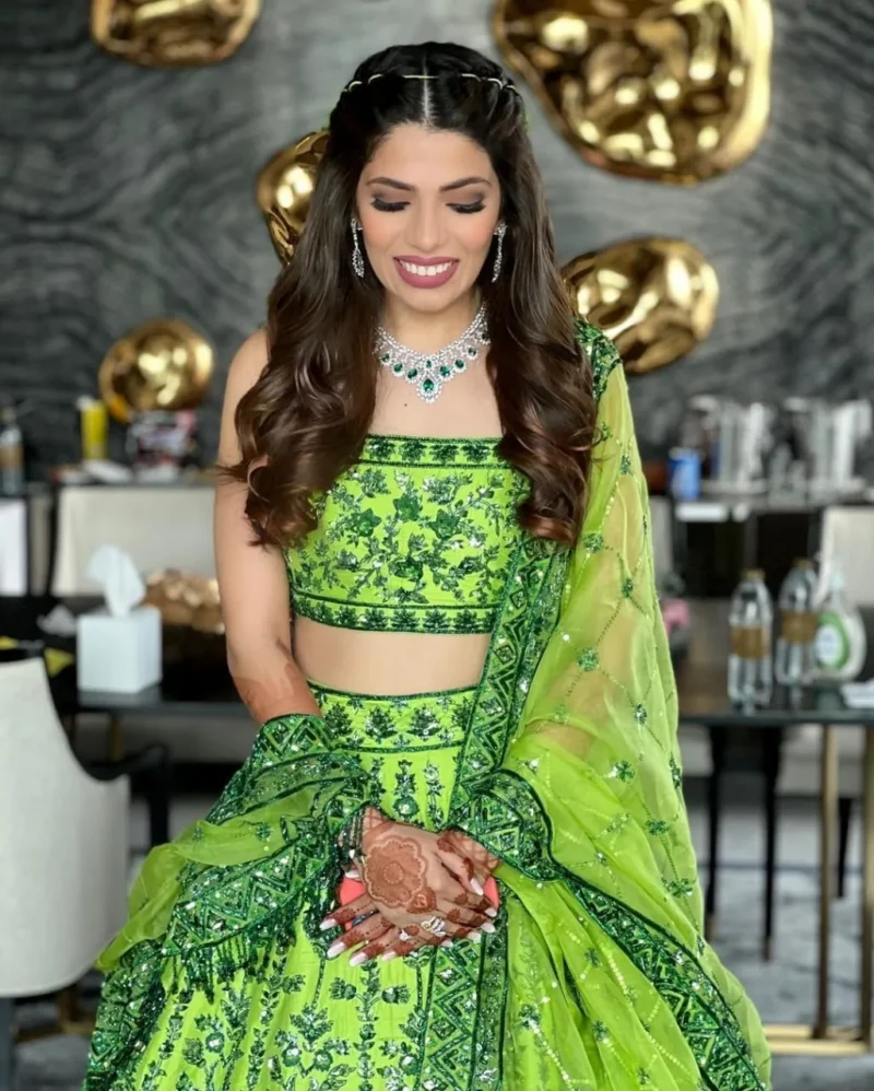 Pista Green Jari Embroidered Lehenga - Image 2