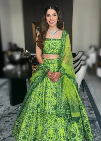 Pista Green Jari Embroidered Lehenga - Image 4