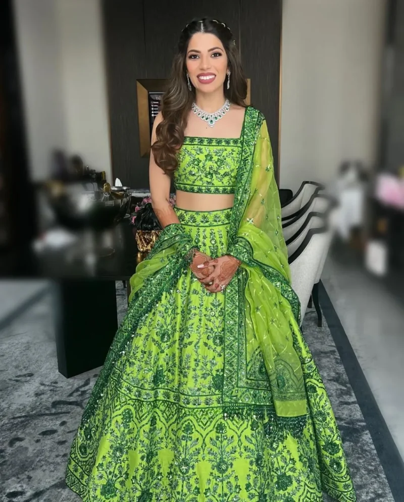 Pista Green Jari Embroidered Lehenga - Image 4