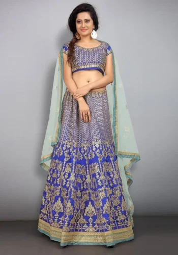 royal blue tafeta silk lehenga 1 jpg