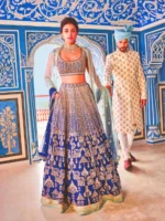 royal-blue-tafeta-silk-lehenga