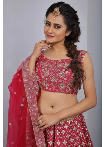 Tafeta Silk Bridal Lehenga Choli - Image 4