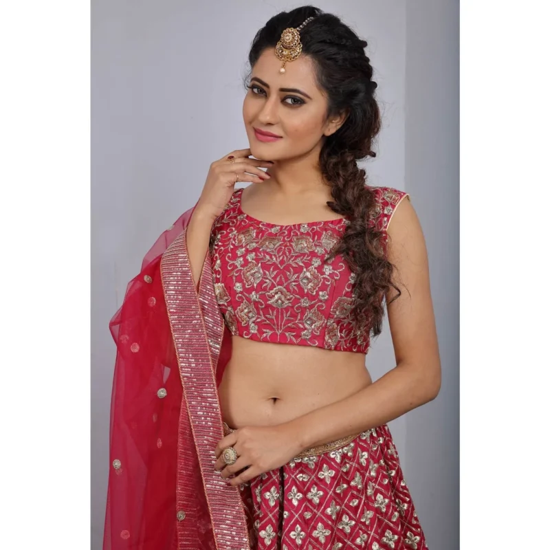 Tafeta Silk Bridal Lehenga Choli - Image 4