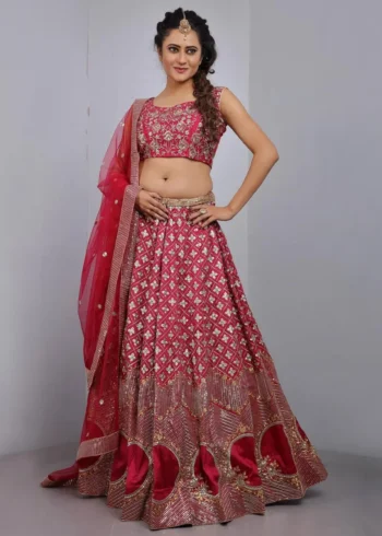 Tafeta Silk Bridal Lehenga Choli - Image 3