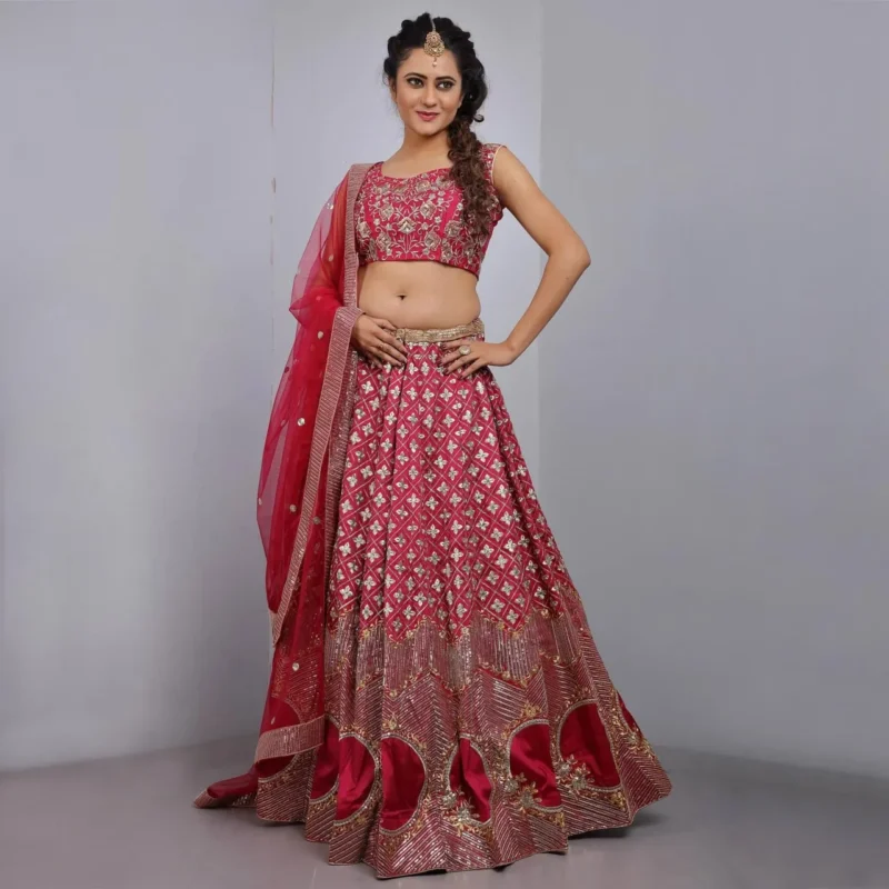Tafeta Silk Bridal Lehenga Choli - Image 3