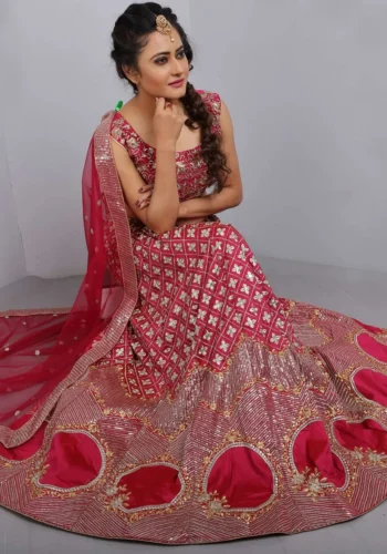 tafeta silk bridal lehenga choli 4 jpg