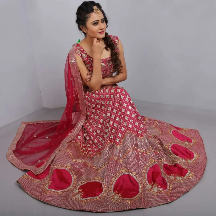 tafeta silk bridal lehenga choli 4 jpg