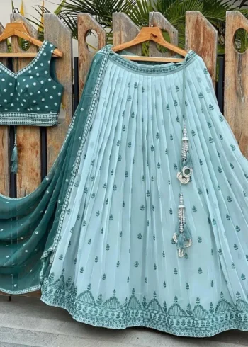 Thread Embroidery Georgette Lehenga Choli - Image 4