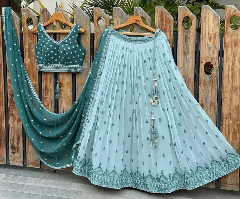 Thread Embroidery Georgette Lehenga Choli - Image 4