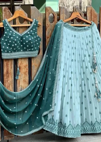 Thread Embroidery Georgette Lehenga Choli - Image 3